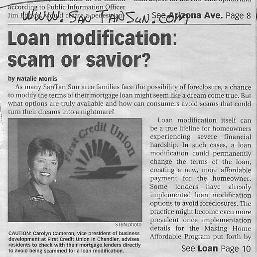 Loan modification: scam or savior? April 4-17, 2009 - San Tan Sun News - Marc Victor - Attorney at Law