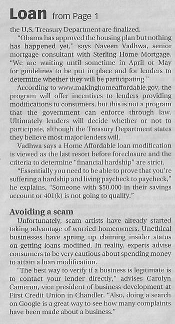 Loan modification: scam or savior? April 4-17, 2009 - San Tan Sun News - Marc Victor - Attorney at Law