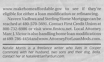 Loan modification: scam or savior? April 4-17, 2009 - San Tan Sun News - Marc Victor - Attorney at Law